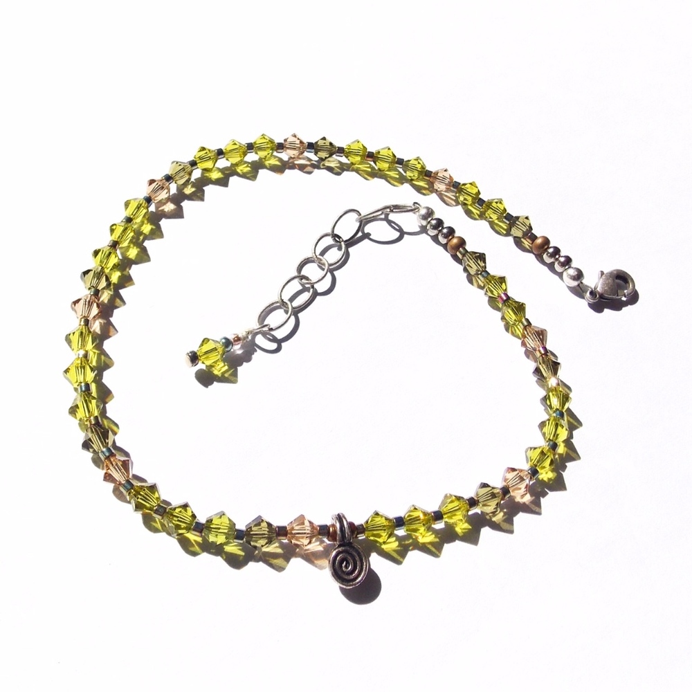 Ankle Bracelet Boho Festival Sterling Green Topaz